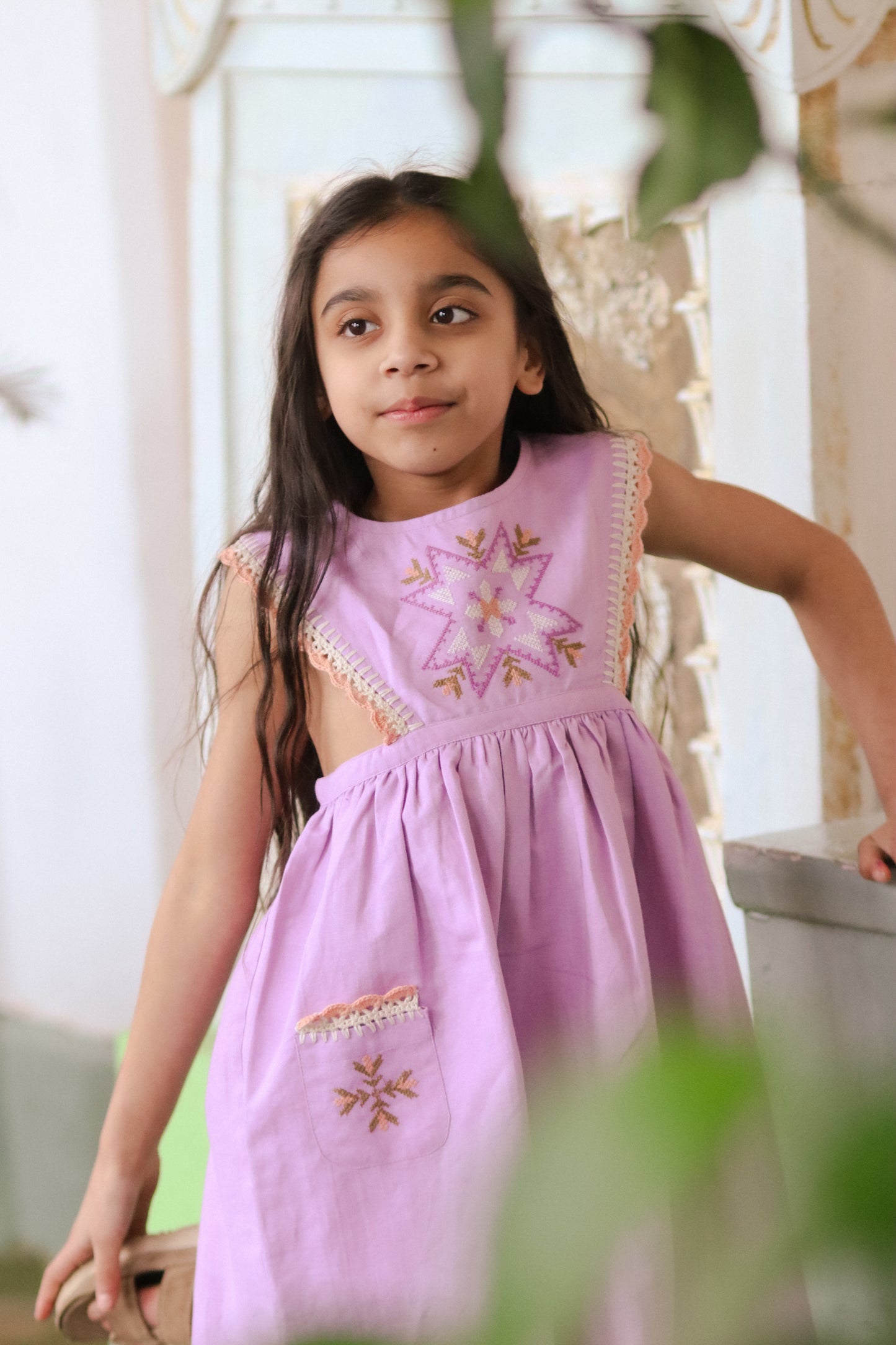 Alia Pinafore Dress - Lavender